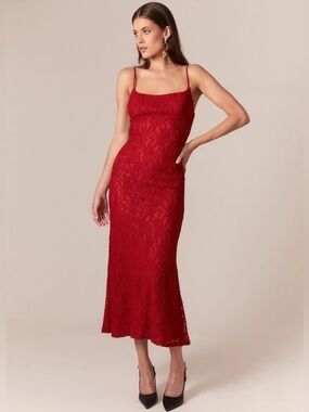 Bardot Ruby Lace Midi Dress In Red Size US4